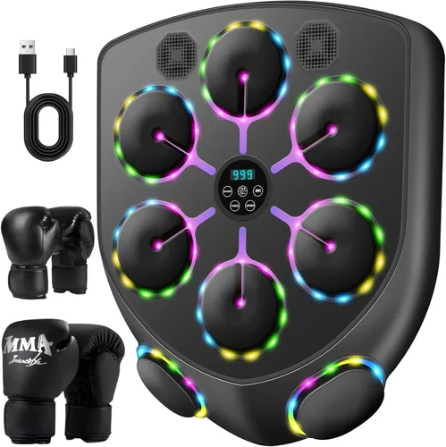 Vista 3 de Smart Music Boxing Machine for Adults and Kids, Bluetooth Boxing Equipment with Boxing Gloves, Wall Mounted Electronic Punching Machine for Home Gym