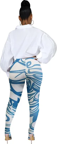 Vista 7 de Atyfuniby Mallas estampadas para mujer, mallas de malla transparente, mallas de calle