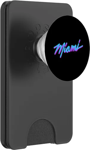 Vista 7 de Miami - Vaperwave Synthwave 80s Style Retro Design PopSockets Grip and Stand para teléfonos y tabletas, Negro