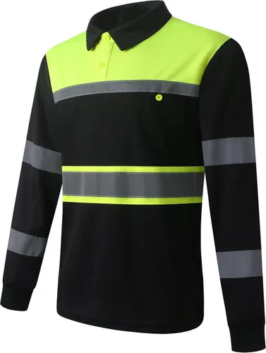 Vista 11 de Camisas de seguridad HoliSecure para hombre, camisas polo reflectantes de alta visibilidad para hombre con bolsillo, ropa de trabajo de manga corta