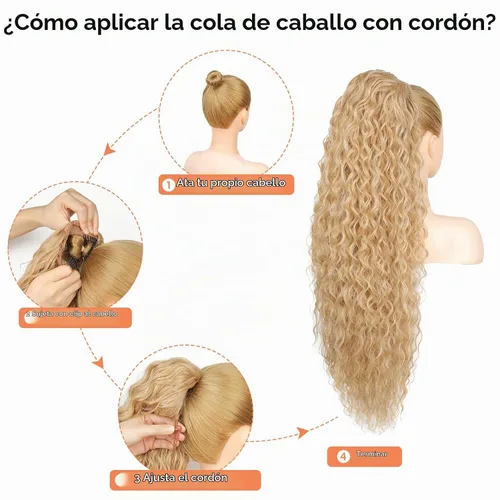 Vista 8 de SEIKEA Extensión de cola de caballo, 30" de largo, ligera, rizada natural completa con cordón, cola de caballo falsa, cola de caballo sintética