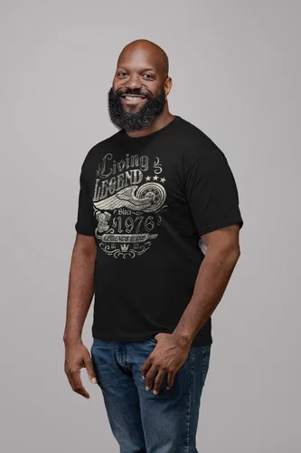 Vista 4 de Vintage 1976 Living Legend 50th Birthday T-Shirt for Men Negro-0001