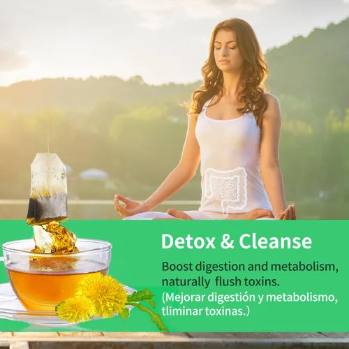 Vista 2 de Herbmood Té de desintoxicación de 30 días para limpieza corporal, Te de Diente de Leon y cola de caballo Organico Natural, Limpieza de colon
