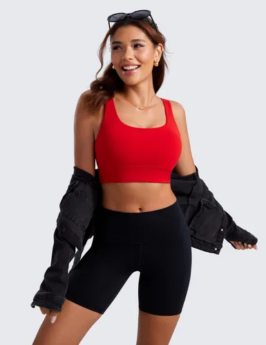 Vista 123 de CRZ YOGA Butterluxe - Brasier deportivo con espalda en U para mujer, cuello redondo, acolchado, de bajo impacto, para yoga, entrenamiento
