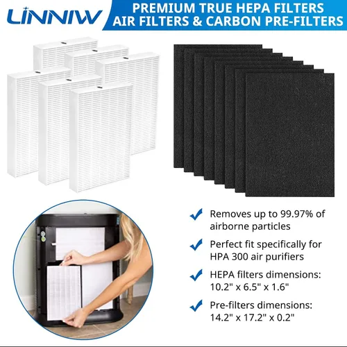 Vista 7 de Filtro R HPA300 de repuesto para purificadores de aire Honeywell serie HPA300, HPA200, HPA100, HPA090, reemplazar #HRF-R3, HRF-R2, HRF-R1