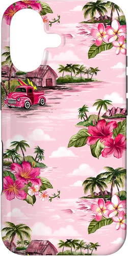 Vista 32 de Funda para iPhone 11 Tropical Hibiscus Island Palm Tree Rockabilly Surfer Beach