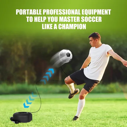 Vista 6 de Hikeen Juego de entrenamiento de fútbol con base de metal, equipo de entrenamiento individual portátil con pelota de rebote, regalo popular