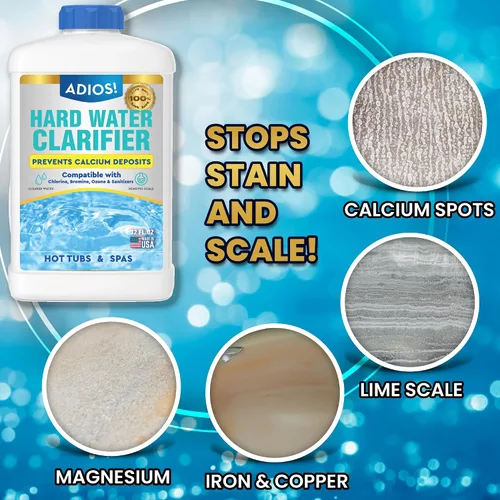 Vista 3 de ADIOS! Eliminador de Calcio de Agua Dura para Bañera de Hidromasaje con Clarificador de Sarro y Manchas, Suaviza, Trata y Reduce los Depósitos