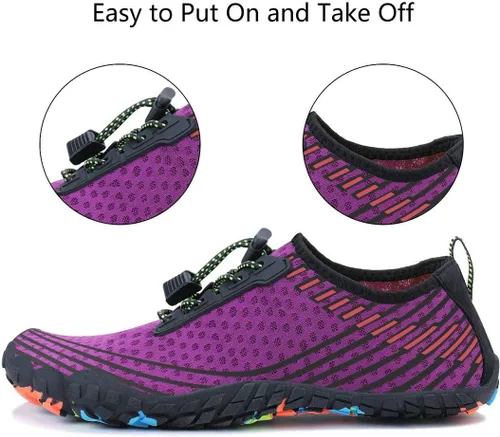 Vista 3 de MAYZERO Zapatos de agua para hombres y mujeres, zapatos de surf, playa, piscina, zapatos de punta ancha, senderismo, zapatos de agua, zapatillas