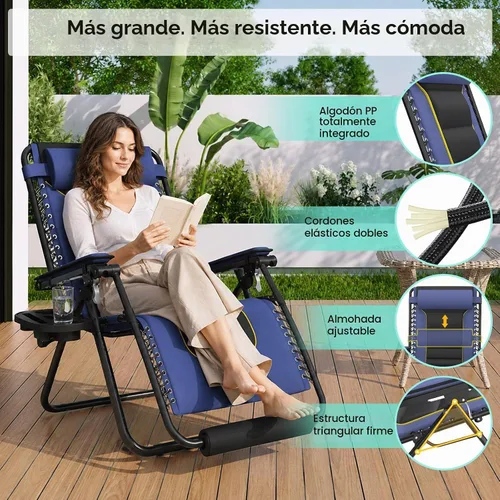 Vista 7 de Suteck Heated Zero Gravity Chair, 400LBS 30.3" Padded Antigravity Chairs Blue