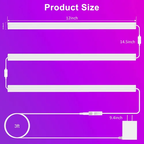 Vista 6 de Benreom Kit de 3 luces RGB para debajo del gabinete, aplicación inteligente y control remoto para debajo del gabinete, luces regulables debajo