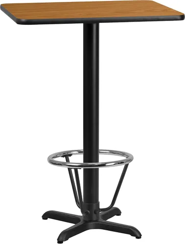 Vista 6 de Flash Muebles 24" x 30" mesa rectangular parte superior con 22" x 22" Bar Altura Base de mesa y pie anillo, Hierro fundido, Negro