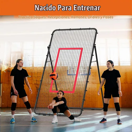 Vista 4 de Nandae Adjustable Volleyball Rebounder Net 7x4 FT, Steel Frame & High-Tension PE Netting, Durable & Portable Volleyball Training Equipment Practice