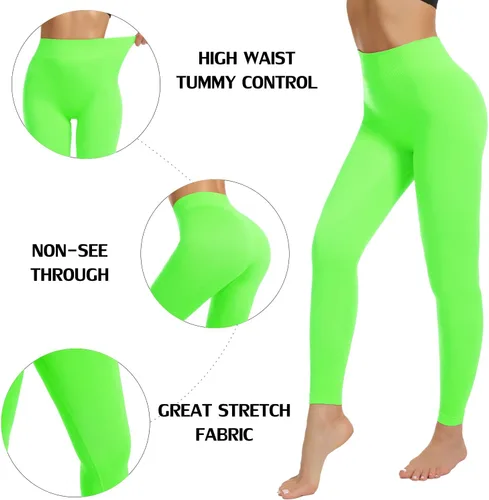 Vista 4 de Leggings de cintura alta sin costuras para mujer, suaves, elásticos, opacos, de compresión, cómodos, básicos, lisos