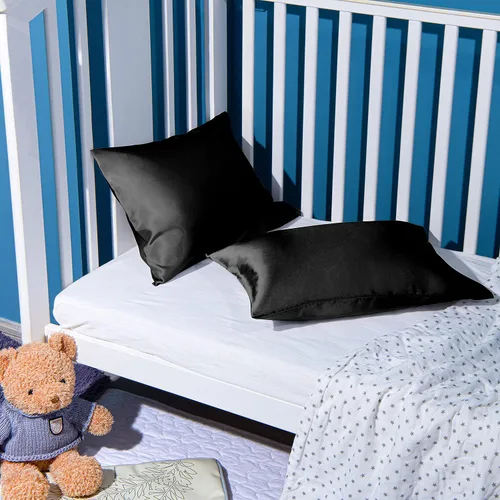 Vista 2 de FLXXIE Paquete de 2 fundas de almohada de satén para piel y cabello, 14 x 20 pulgadas, fundas de almohada de viaje suaves y sedosas para niños