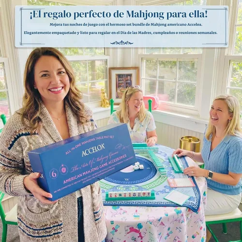 Vista 8 de American Mahjong Mat and Racks Set: 31.5" x 31.5" Neopreno impermeable Brújula azul marino