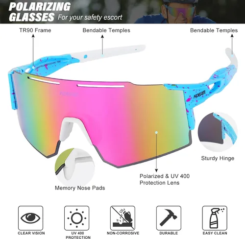 Vista 3 de Gafas de sol polarizadas deportivas para mujeres y hombres, UV400, gafas de ciclismo, béisbol, correr, pesca, al aire libre, resistentes al viento