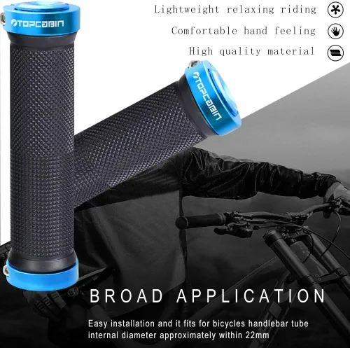 Vista 5 de TOPCABIN - Puños de manillar de bicicleta de doble bloqueo - Puños de goma cómodos para BMX y bicicleta de montaña
