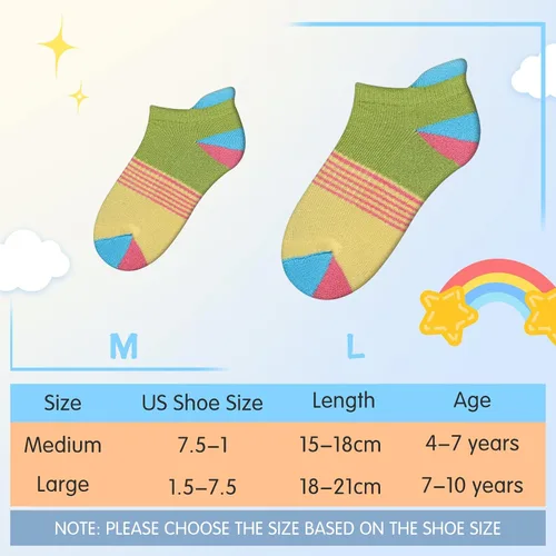 Vista 4 de Comfoex Calcetines para niñas de 4-6, 6-8, 8-10 años, calcetines cortos de algodón atléticos con suela acolchada, 6 pares