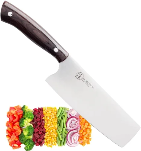 Vista 10 de Middleton Made Knives Echo - Cuchillo Nakiri de 6 pulgadas, AEB-L USA inoxidable, color azul