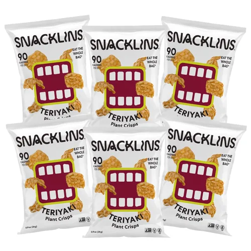 Vista 16 de SNACKLINS Chips Crujientes a Base de Plantas Variedad de 4 Sabores – Nacho, BBQ, Teriyaki, Bahía de Chesapeake, sin gluten, sin granos, 100% kosher
