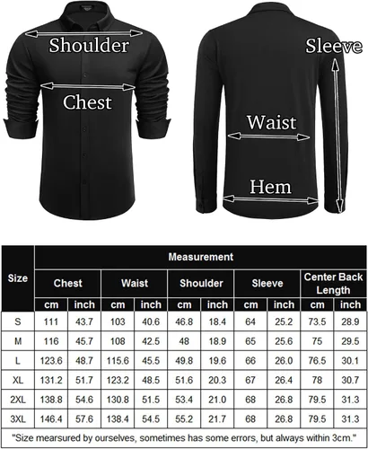 Vista 6 de COOFANDY Camisas de vestir casuales con botones y manga larga para hombre