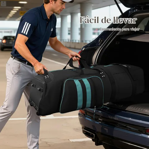 Vista 7 de Bolsa de viaje de golf con ruedas, al aire libre resistente 900D poliéster impermeable bolsas de golf de viaje, bolsas de viaje de golf