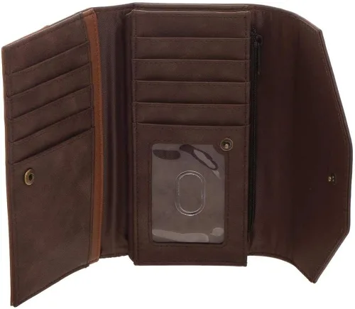 Vista 3 de Harry Potter Hogwarts Crest - Cartera de piel sintética de tres pliegues estándar, Beige Bronceado