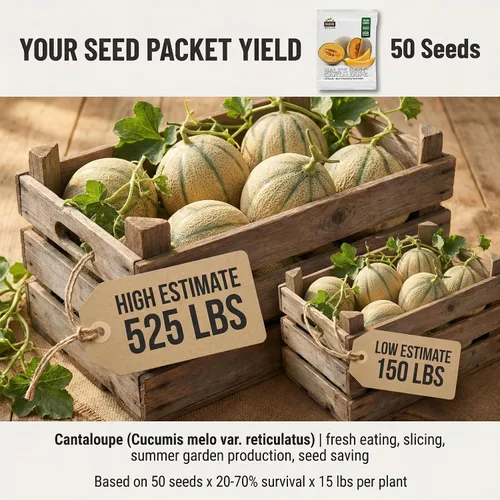 Vista 2 de 50 Hale's Best Cantaloupe Seeds for Planting - Sweet Aromatic Heirloom, Non-GMO, USA Grown by RDR Seeds