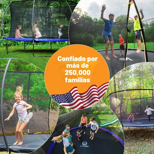 Vista 8 de Jumpzylla - Cama elástica recreativa para niños, con red de seguridad, escalera y revestimiento antioxidante, de 8, 10, 12, 14, 15 y 16 pies
