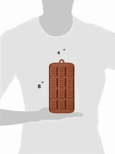 Vista 2 de Paquete de 2 moldes rectangulares de silicona de 12 cavidades para chocolate con gofres finos para bricolaje, chispas de chocolate