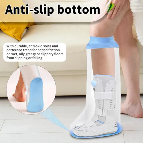 Vista 6 de Cubierta de ducha impermeable extra ancha con parte inferior antideslizante, protector de ducha de silicona elástica impermeable para pies después