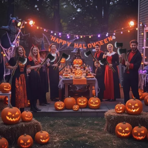 Vista 7 de Hsei 2 accesorios de hacha de espuma de Halloween para disfraz