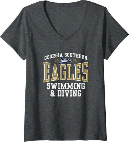 Vista 3 de Georgia Southern University Camiseta de natación y buceo con cuello en V de Eagles, Negro