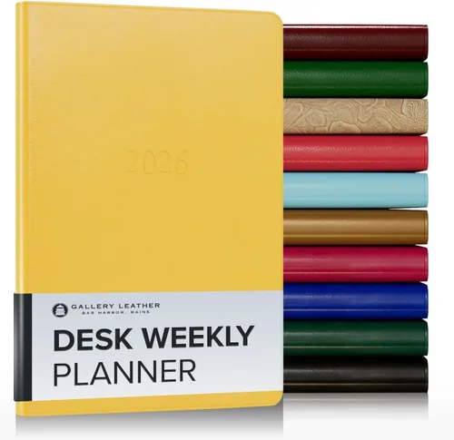 Vista 37 de Gallery Leather Planificador Semanal y Mensual Grande 2025-2026, Calendario Planificador y Cuaderno Elegantemente Encuadernado con Elegantes Bordes