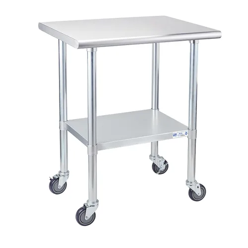 Vista 27 de Profeeshaw mesa de trabajo, de uso comercial, de acero inoxidable NSF con protector contra salpicaduras y estante inferior, para cocina, restaurante
