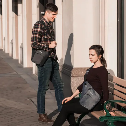 Vista 7 de WATERFLY Bolso bandolera bandolera con eslinga bolsa cruzada delgada antirrobo mochila sobre el hombro paquete lateral sigiloso para hombre y mujer
