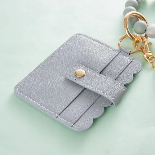 Vista 9 de Real Sic Pulsera de pulsera llavero billetera, soporte para tarjetas de crédito con cuentas de silicona, funda multifuncional de moda para tarjetas