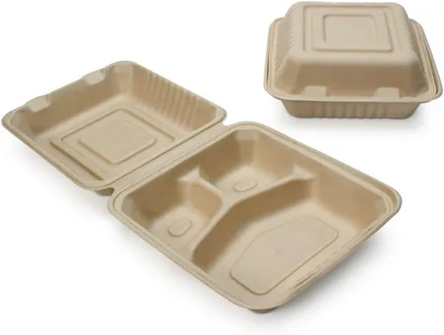 Vista 8 de Recipientes desechables 100% compostables con tapas [6 x 6 pulgadas paquete de 50 unidades] Recipientes ecológicos para llevar, resistentes