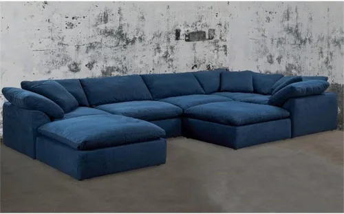 Vista 2 de Sunset Trading Contemporary Puff Collection - 7 sofás modulares en forma de U de 176 pulgadas, sofá tumbona con relleno de plumón, resistente a