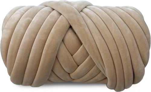 Vista 14 de Hilo de terciopelo grueso y voluminoso para tejer con brazo gigante, peso de tubo súper suave, esponjoso, para hacer a mano, hilo lavable