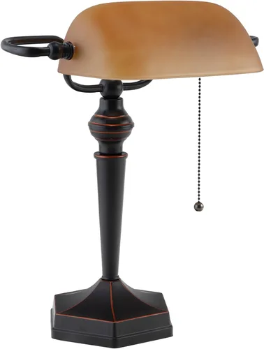 Vista 9 de V-LIGHT - Lámpara CFL de escritorio estilo tradicional de banquero, Bronce antiguo Compatible with 13W CFL or 10W LED Bulb Pivoting Shade