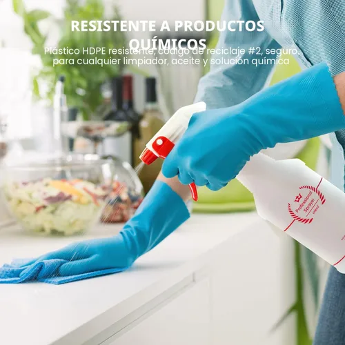 Vista 6 de Uineko - Botella de plástico resistente multiusos a prueba de fugas, con atomizador, boquilla y medidas ajustables, para líquidos de limpieza, regar