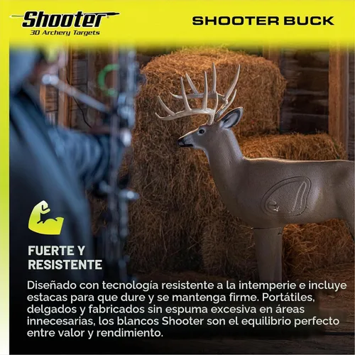 Vista 5 de SHOOTER Buck 3D Archery Target, Replaceable Insert for Long Life, Weather-Resistant Construction, High-Density Impact-Response Foam Withstands Field