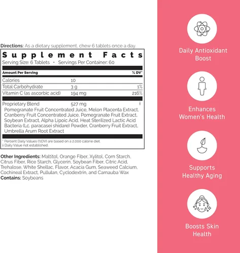 Vista 6 de Umeken Bolas de zakuro de extracto de granada - 360 piezas (suministro de 2 meses), paquete de 1 botella, suplemento masticable con vitaminas