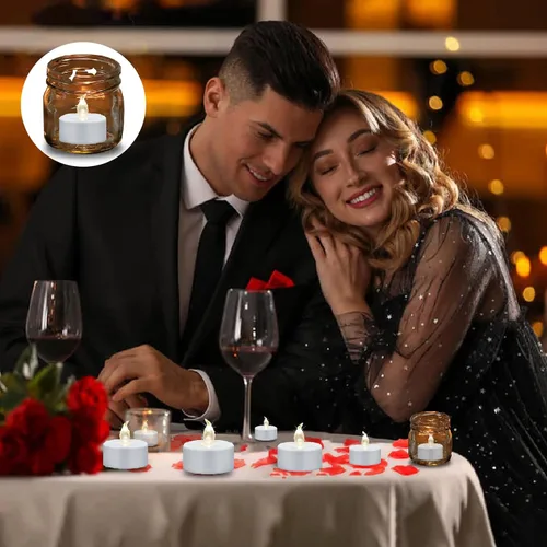 Vista 2 de Velas LED sin llama con control remoto y temporizador, paquete de 12 velas eléctricas a pilas, velas votivas parpadeantes brillantes, duran más