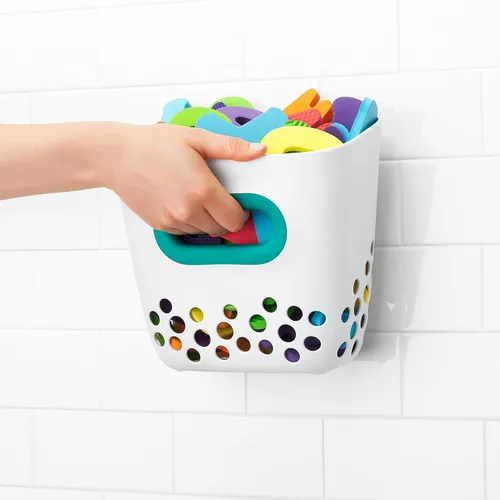 Vista 17 de OXO Tot. Papelera de juguete para baño, color verde azulado
