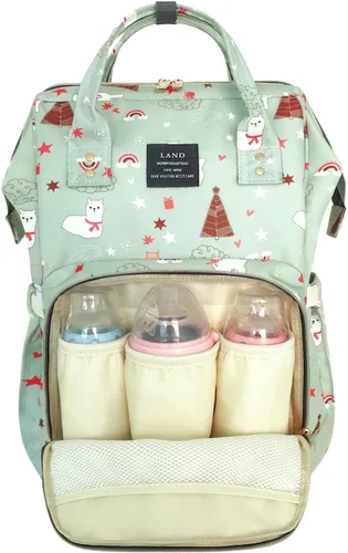 Vista 7 de Land bolsa de pañales multifunción impermeable mochila de viaje bolsas de pañales con compartimento aislado bolsillos toallitas bolsillo