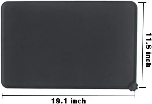 Vista 6 de Tapete de silicona para alimentación de mascotas, impermeable, para perros y gatos, bordes elevados para evitar derrames, bandeja individual Negro