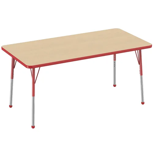 Vista 67 de FDP - Mesa rectangular para actividades escolares y de oficina (24 x 36 pulgadas), patas estándar con deslizadores giratorios, altura ajustable